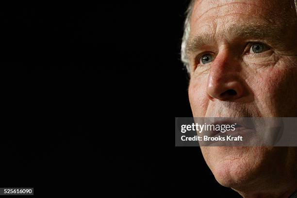 President Bush addresses urban leaders at the Eisenhower Executive Office Building. Bush spoke about the role of faith-based initiatives in American...