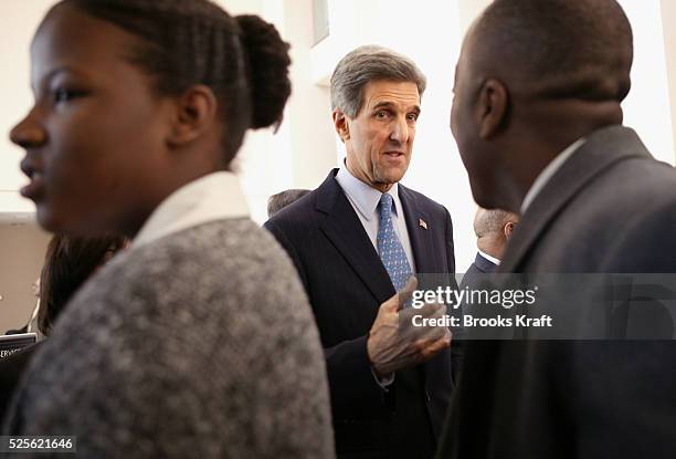 Democratic presidential hopeful Senator John Kerry of Massachusetts greets parishioners after attending church services at Ebenezer Baptist Church,...