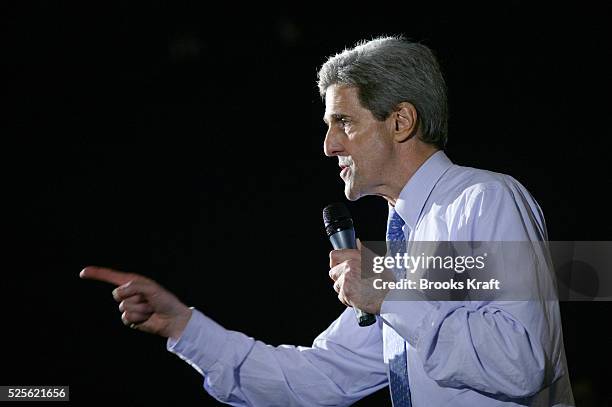 Democratic presidential hopeful Senator John Kerry of Massachusetts holds a town hall meeting at the Roxy Theater, during a campaign stop.