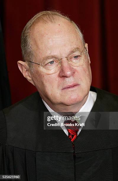Supreme Court Associate Justice Anthony Kennedy poses for an official portrait with the eight other Supreme Court Justices in Washington. It was the...