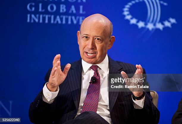 Lloyd C. Blankfein, Chairman and CEO of Goldman Sachs speaks on panel discussion during the annual gathering of Clinton Global Initiative in New...