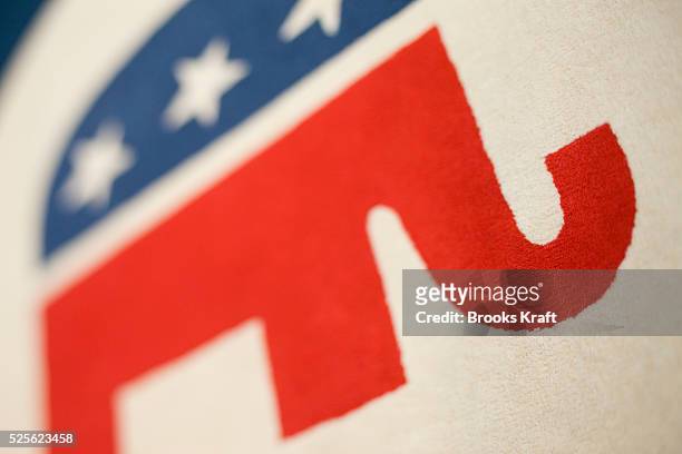 The elephant, a symbol of the Republican Party, on in a rug in the lobby of the Republican Party's headquarters in Washington.