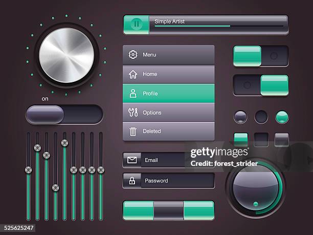 set collection of ui web elements - audio equipment stock illustrations