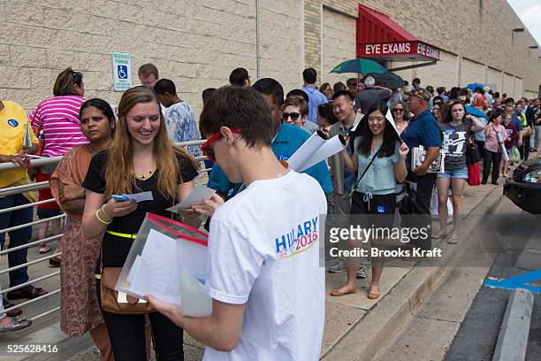 Hundreds line up outside of Costco, where former Secretary of State Hillary Clinton attends a signing her new book, 'Hard Choices: A Memoir,' in...