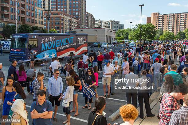 Hundreds line up outside of Costco, where former Secretary of State Hillary Clinton attends a signing her new book, 'Hard Choices: A Memoir,' in...