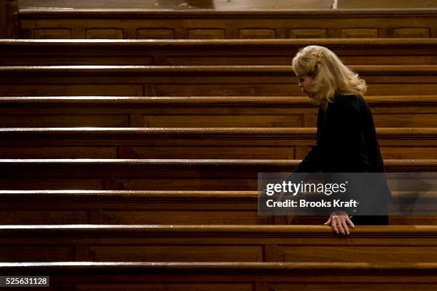 Sen. Edward Kennedy's ex-wife Joan Kennedy attends the funeral services for her former husband at the Basilica of Our Lady of Perpetual Help in...