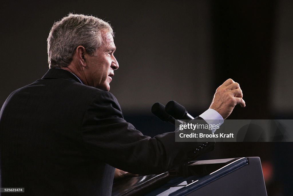 President George W. Bush speaks at a campaign rally at the United ...