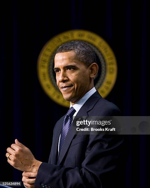 President Barack Obama speaks about initiatives to promote science, technology, engineering and mathematics education while in the Eisenhower...