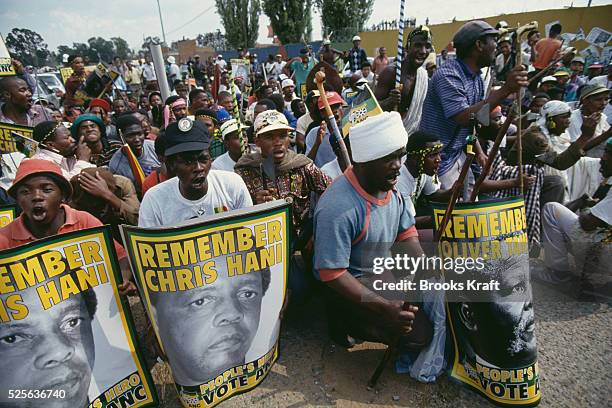 Homage to Chris Hani, leader of the South African Communist Party and chief of staff of Umkhonto we Sizwe, the armed wing of the African National...