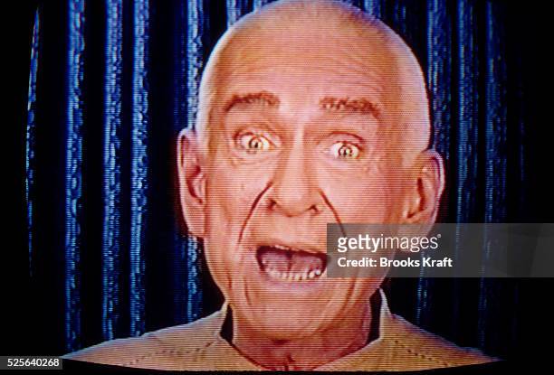 Marshall Herff Applewhite also known as Do, founder and co-leader of the religious cult, Heaven's Gate, speaks to his followers via television, 1996.