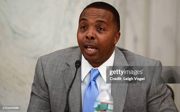 Michael Short speaks during #JusticReformNow Capitol Hill Advocacy Day at Russell Senate Office Building on April 28, 2016 in Washington, DC.