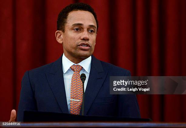 Hill Harper speaks during #JusticReformNow Capitol Hill Advocacy Day at Russell Senate Office Building on April 28, 2016 in Washington, DC.