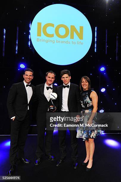 Katy McLean and Gethin Jones present the Best Sponsorship of Event or Competition in association with ICON to Land Rover #WeDealInReal at the BT...