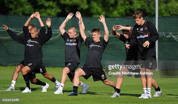 Adlene Guedioura of Wolverhampton Wanderers, Jamie O'Hara of Wolverhampton Wanderers and Kevin Doyle of Wolverhampton Wanderers of Wolverhampton...