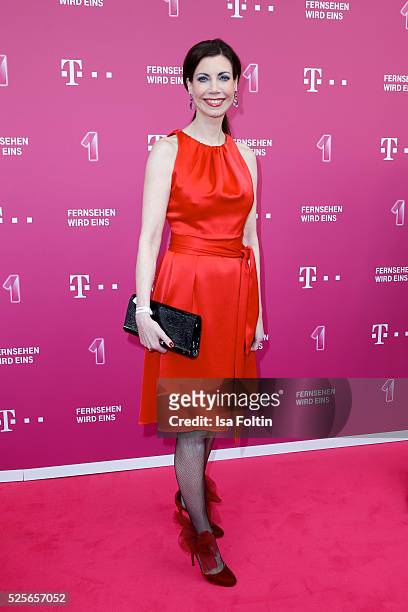 Moderator Annette Eimermacher attends the Telekom Entertain TV Night at Hotel Zoo on April 28, 2016 in Berlin, Germany.
