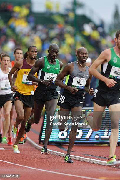 Olympic Trials Eugene 2012, Lopez Lomong, lost boy of Sudan, gets 3rd to make USA Olympic team in 5000 meters, running here with teammate Bernard...