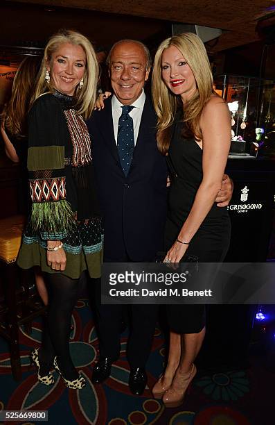 Tamara Beckwith, Fawaz Gruosi and Caprice Bourret attend a private dinner hosted by Fawaz Gruosi, founder of de Grisogono, at Annabels on April 28,...