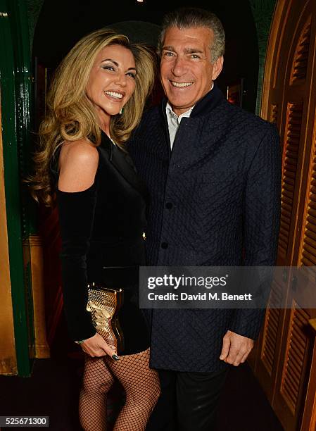 Lisa Tchenguiz and Steve Varsano attend a private dinner hosted by Fawaz Gruosi, founder of de Grisogono, at Annabels on April 28, 2016 in London,...