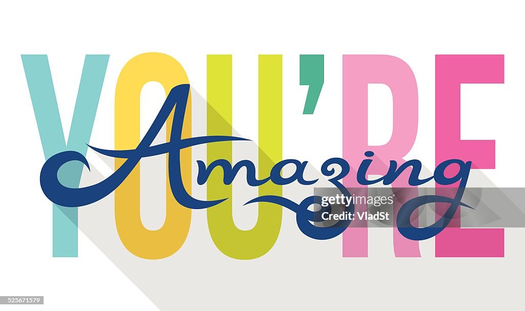 You Are Amazing colorful calligraphy note card