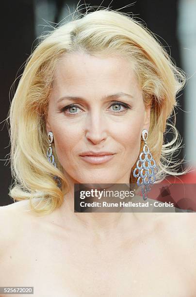 Gillan Anderson attends the Olivier Awards at the Royal Opera House.