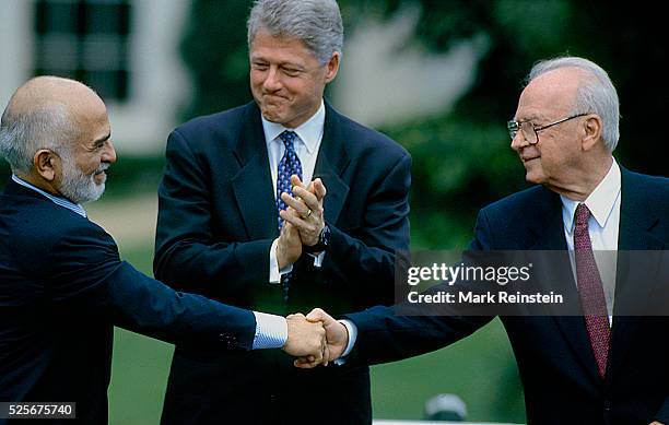 Israeli Pm Rabin Jordanian King Hussein Photos and Premium High Res ...