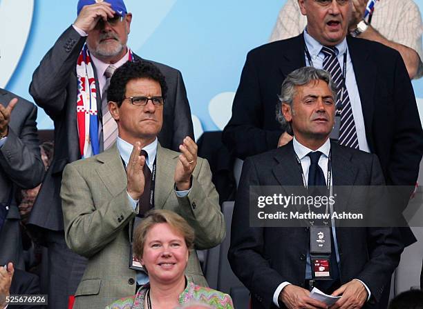 England manager Fabio Capello and England general manager Franco Baldini take their seats in the stand to watch the match during the UEFA EURO 2008...