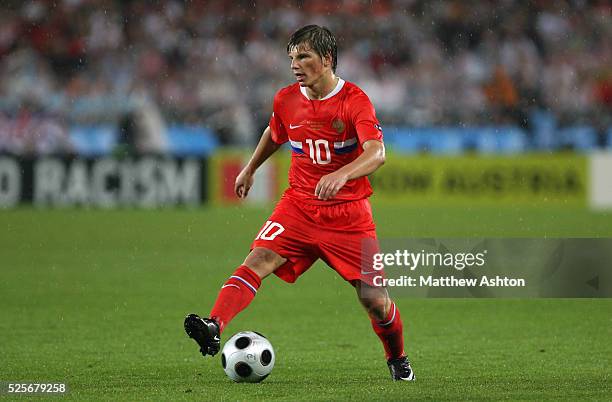 Andrei Arshavin of Russia during the UEFA EURO 2008 semi-final soccer match between Russia and Spain at the Ernst Happel stadium in Vienna, Austria.