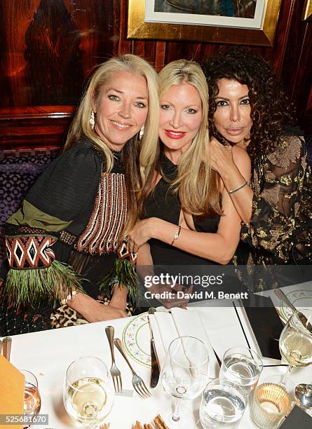 Tamara Beckwith, Caprice Bourret and Isis Monteverde attend a private dinner hosted by Fawaz Gruosi, founder of de Grisogono, at Annabels on April...
