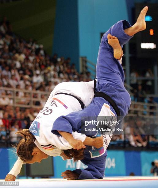 Judo: Olympische Spiele Athen 2004, Athen; -48kg / Frauen; Bronze fuer Julia MATIJASS / GER , Maria KARAGIANNOPOULOU / GRE 14.08.04.