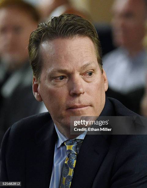 Majestic Realty Co. Executive Vice President Craig Cavileer looks on during a Southern Nevada Tourism Infrastructure Committee meeting with Oakland...