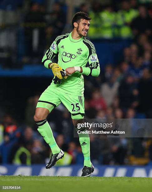 Smiling Paulo Gazzaniga of Southampton comes on as substitute goalkeeper