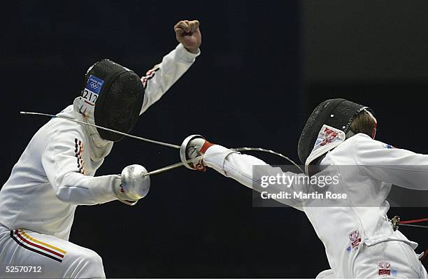 Fechten: Olympische Spiele Athen 2004, Athen; Degen / Mannschaft / Maenner GER-RUS; Bronze fuer GER Team; Sven SCHMID / GER - Pavel KOLOBKOV / RUS...