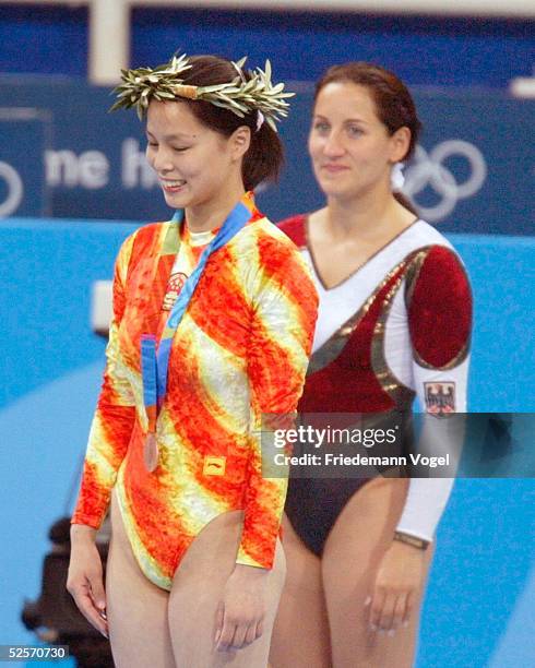 Trampolin: Olympische Spiele Athen 2004, Athen; Frauen / Finale; Shanshan HUANG / CHN - Bronze -, Anna DOGONADZE / GER 08.04.