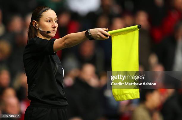 Robin Van Persie of Manchester United scores a goal past Tim Krul of Newcastle United but it was ruled offside by Sian Massey