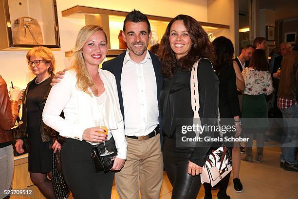 Francisco Copado and his sister Esther Copado, wife of Hasan Salihamidzic and his fiance Cristina during the TOD'S 'The art of leather' party on...
