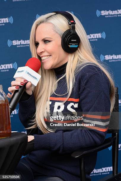 Jenny McCarthy hosts her SiriusXM show from Grant Park in Chicago, IL before the NFL Draft on April 28, 2016 in Chicago, Illinois.