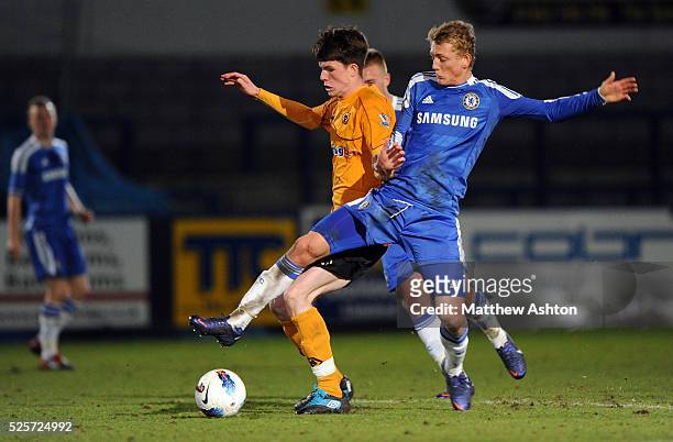 Liam McAlinden of Wolverhampton Wanderers and George Saville of Chelsea