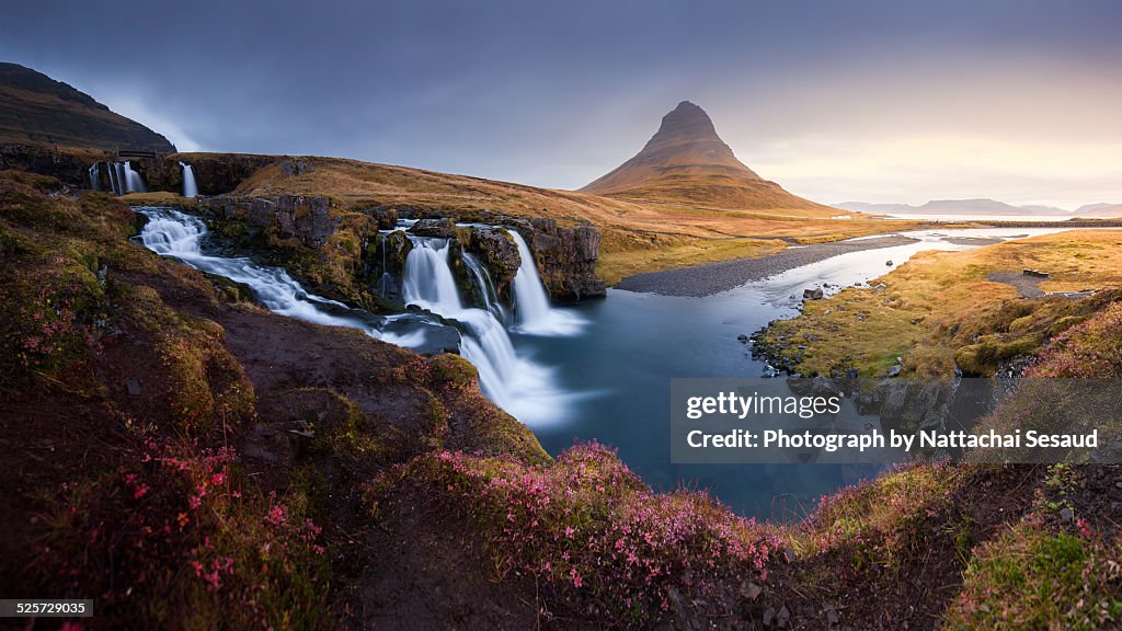 The landscape kirkjufell mountain on west of Icela