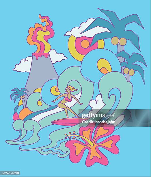 surfer girl - surfer girl stock illustrations