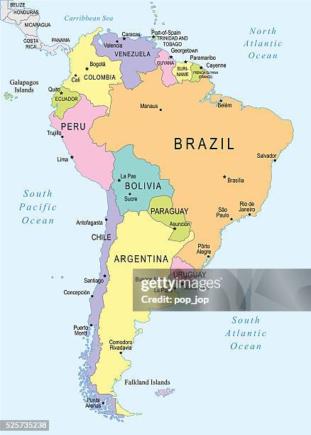 South America Political Map With Capitals South America Map 