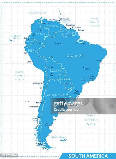 south america map - illustration - south region stock illustrations