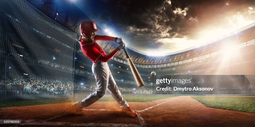 Baseball batter on stadium