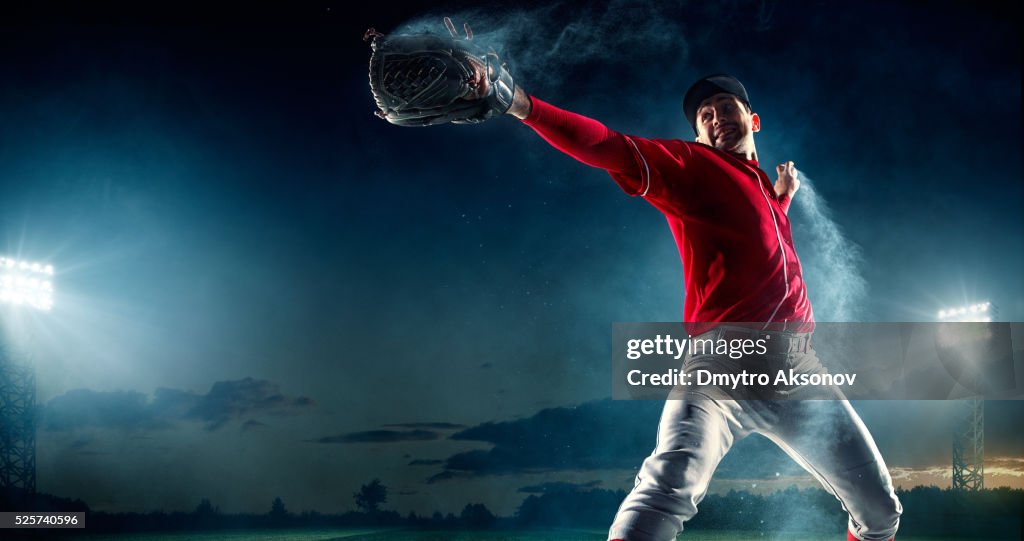 Baseball pitcher on stadium
