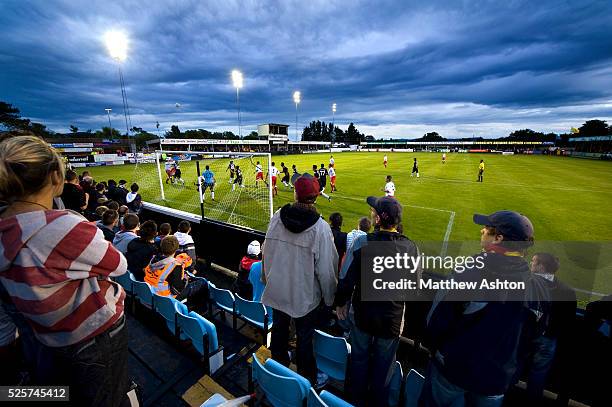 Despite losing 0-4 to Partizan Belgrade, Rhyl cheer on their team during the UEFA Champions League - Second Qualification Round - First Leg at Belle...