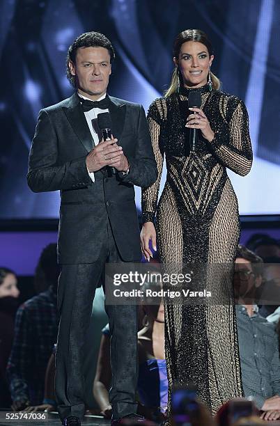 Pedro Fernandez and Gaby Espino onstage at the Billboard Latin Music Awards at Bank United Center on April 28, 2016 in Miami, Florida.