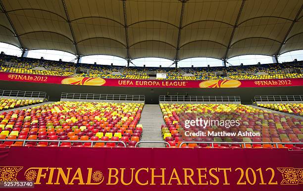 Stadium signage in the National Arena / Arena Nationala ahead of the UEFA Europa League Final 2012 - Atletico Madrid v Athletic Bilbao in Bucharest,...