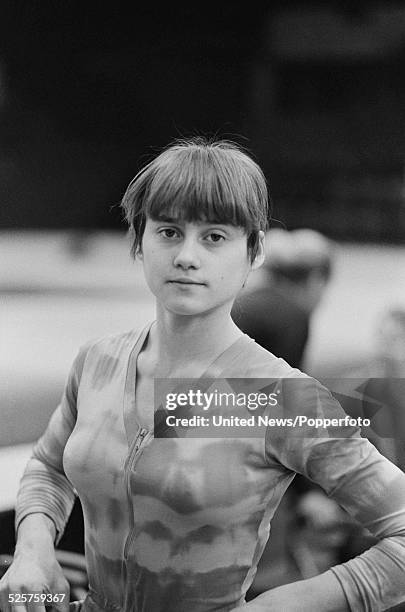 Romanian gymnast Nadia Comaneci pictured at Wembley Arena in London on 6th April 1979.