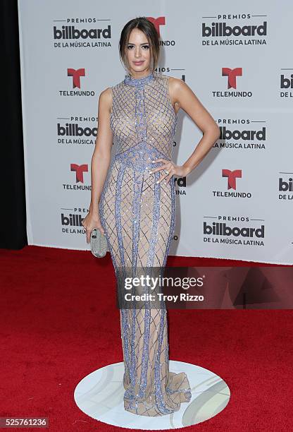 Shannon de Lima is seen arriving to the Billboard Latin Music Awards at the Bank United Center on April 28, 2016 in Miami, Florida.