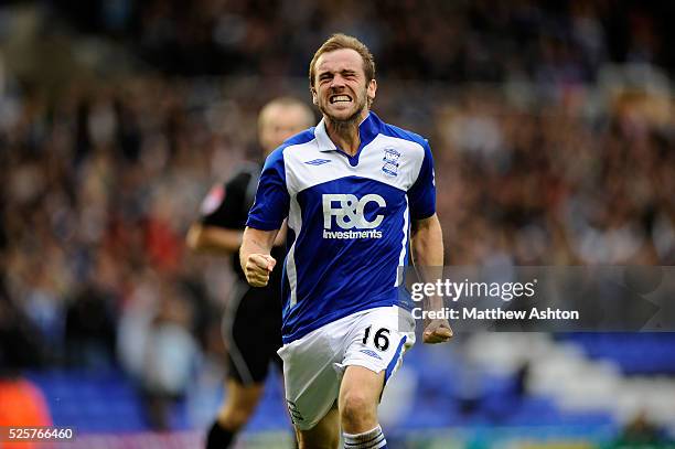 James McFadden of Birmingham City celebrates after scoring to make it 2-0