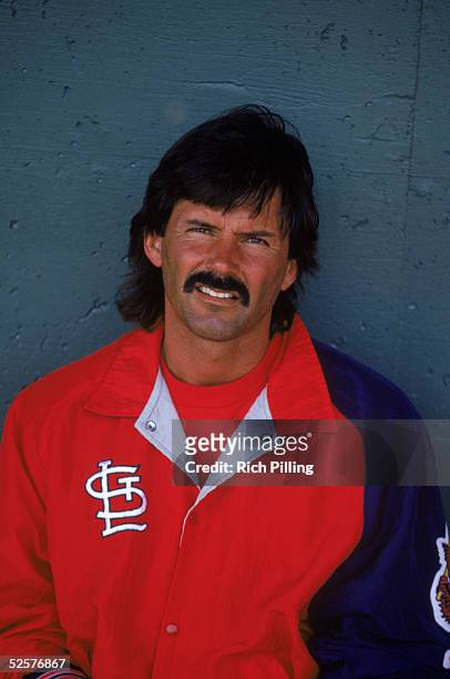 Dennis Eckersley of the St. Louis Cardinals on March 19, 1996. Dennis Eckersley played for the St. Louis Cardinals from 1996-1997.